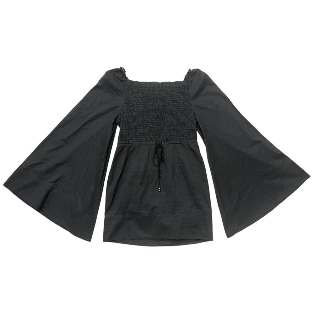 Alice McCall Bell Flare Sleeve Smocked Mini Dress Black Size 4‎ Boho Groovy
